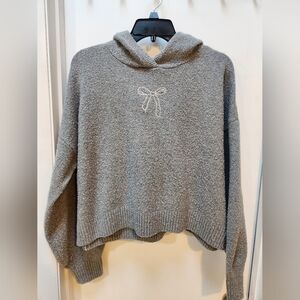 Hollister Gray Hooded Sweater with Bow